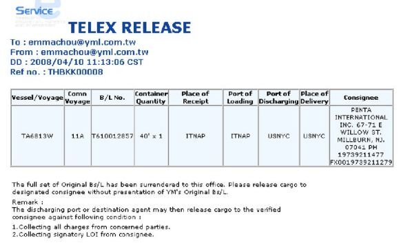 Telex Release Bill Of Lading Là Gì Trong Xuất Nhập Khẩu